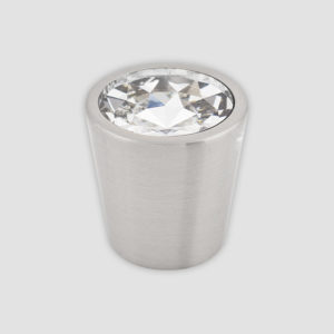 TK11 - Brushed Satin Nickle Clear Crystal Center Knob